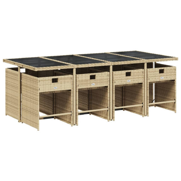 Set comedor de jardín 9 pzas con cojines ratán sintético beige M 3