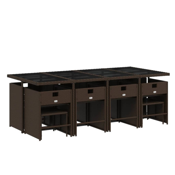 Set muebles de jardín 13 pzas y cojines ratán sintético marrón M 3