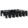 13 pcs conjunto de jantar p/jardim com almofadões vime PE preto 2