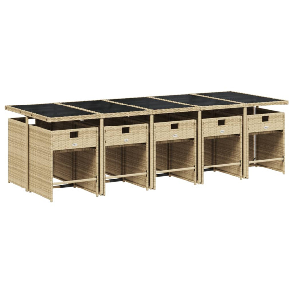 Set comedor de jardín 11 pzas con cojines ratán sintético beige M 3