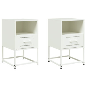 Mesas de cabeceira 2 pcs 36x39x60.5 cm aço branco H