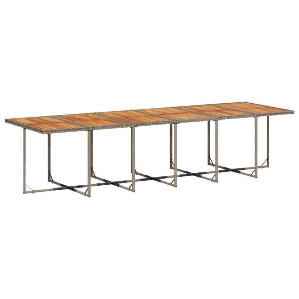 Set comedor de jardín con cojines 13 pzas ratán sintético gris M 3