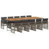 Set de comedor de jardín 11 pzas y cojines ratán sintético gris 2