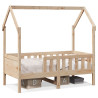 Cama con forma de casa de niños madera maciza marrón 70x140 cm 1