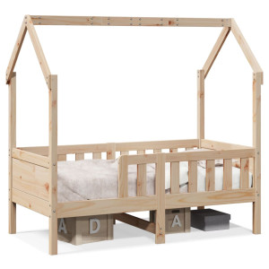 Cama infantil formato casa 70x140 cm madeira de pinho maciça H