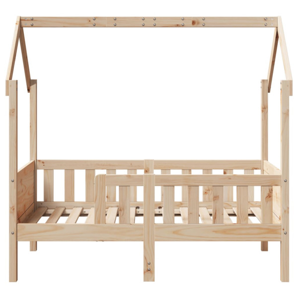 Cama con forma de casa de niños madera maciza marrón 70x140 cm M 4