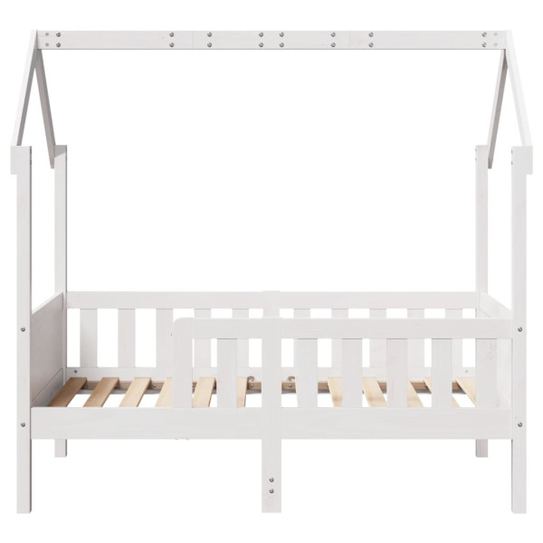 Cama infantil formato casa 80x160 cm pinho maciço branco M 4
