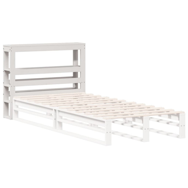 Cabecero de cama con estantes madera maciza pino blanco 90 cm M 4