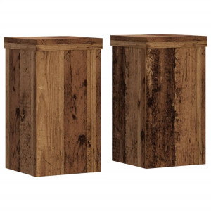 Soportes de plantas 2 uds madera roble envejecido 10x10x18 cm H
