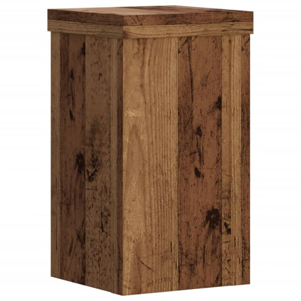 Soportes de plantas 2 uds madera roble envejecido 10x10x18 cm M 4