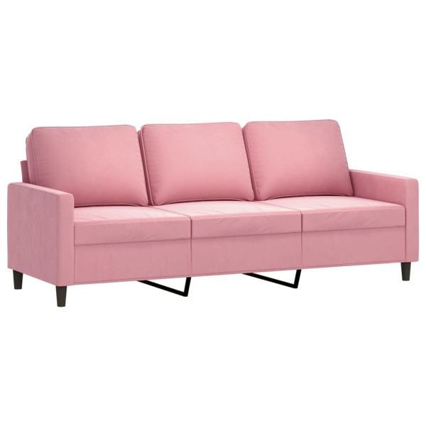 3 pcs conjunto de sofás com almofadões veludo rosa M 4