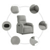 Sillón reclinable tela de microfibra gris claro 5