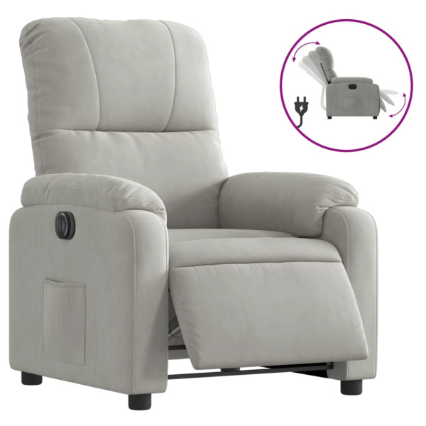 Sillón reclinable eléctrico tela de microfibra gris claro M 2