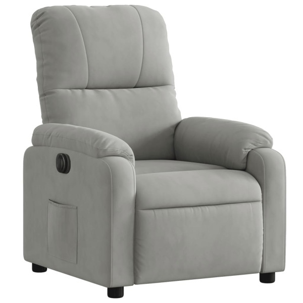 Sillón reclinable eléctrico tela de microfibra gris claro M 3