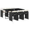 Set de comedor de jardín 7 pzas y cojines ratán sintético negro 2