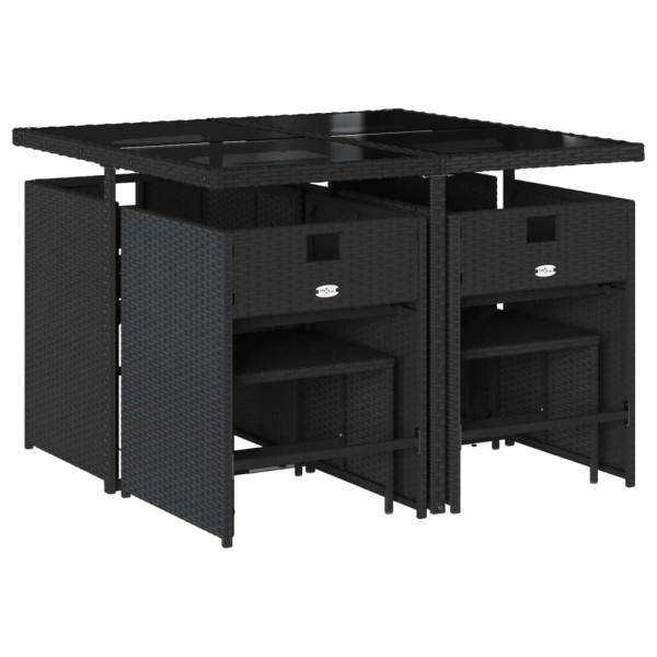 Set de comedor de jardín 9 pzas y cojines ratán sintético negro M 3