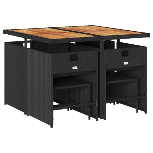 Set de comedor de jardín 9 pzas y cojines ratán sintético negro M 3