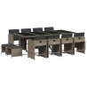 Set comedor de jardín con cojines 13 pzas ratán sintético gris 2
