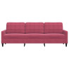 Sofá de 3 plazas de terciopelo rojo tinto 210 cm 4