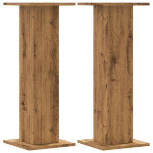 Soportes altavoces 2 uds madera roble artesano 30x30x80 cm H