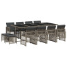 Set comedor de jardín con cojines 13 pzas ratán sintético gris 2