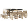 Set comedor de jardín 11 pzas con cojines ratán sintético beige 2