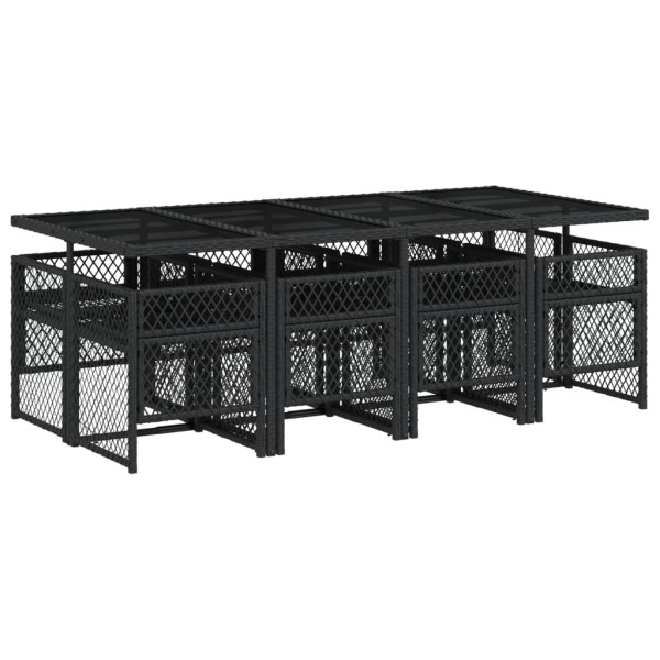 Set de comedor de jardín 9 pzas y cojines ratán sintético negro M 5