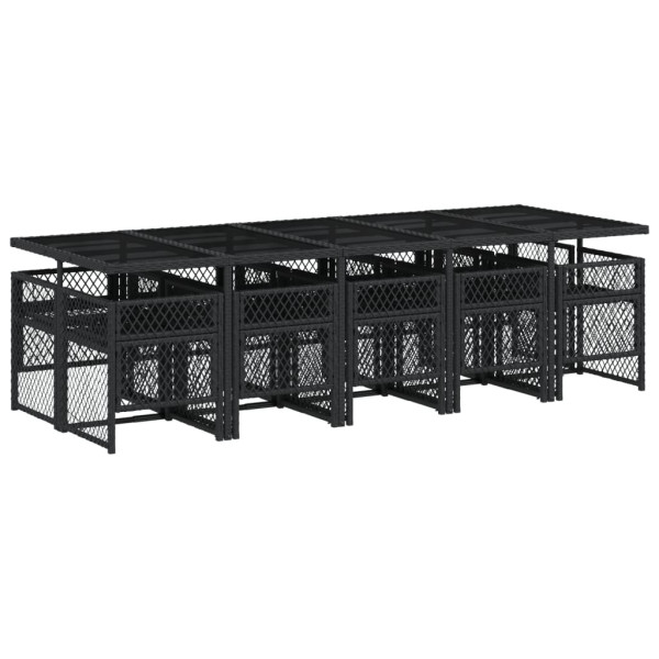 Set de comedor jardín 11 pzas con cojines ratán sintético negro M 5