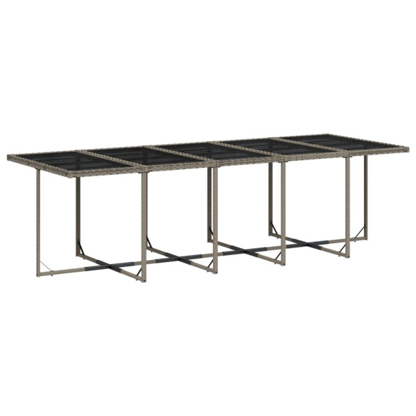 Set de comedor de jardín 11 pzas y cojines ratán sintético gris M 3