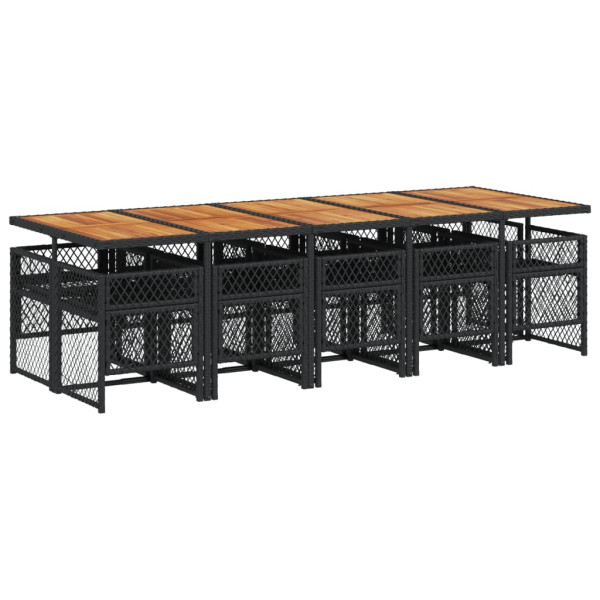 Set de comedor jardín 11 pzas con cojines ratán sintético negro M 5