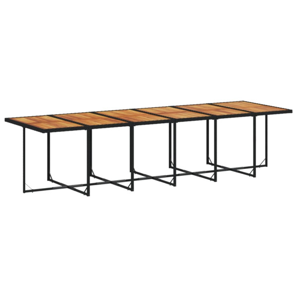 Set comedor de jardín con cojines 13 pzas ratán sintético negro M 3