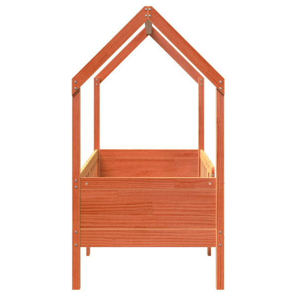 Cama infantil formato casa 80x160 cm pinho maciço castanho-mel M 5