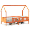 Cama infantil formato casa 80x200 cm pinho maciço castanho-mel 2