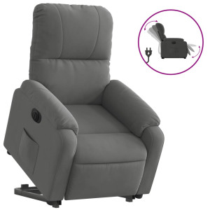 Sillón eléctrico reclinable elevable tela microfibra gris H