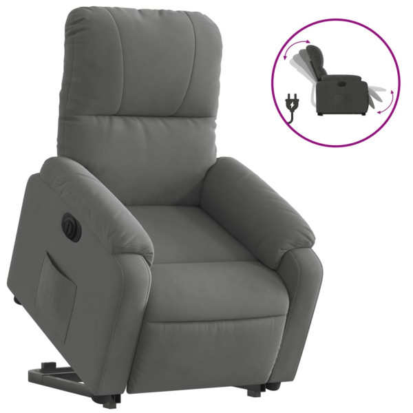 Sillón eléctrico reclinable elevable tela microfibra gris M 2