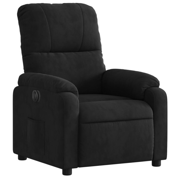 Sillón reclinable eléctrico tela de microfibra negro M 3
