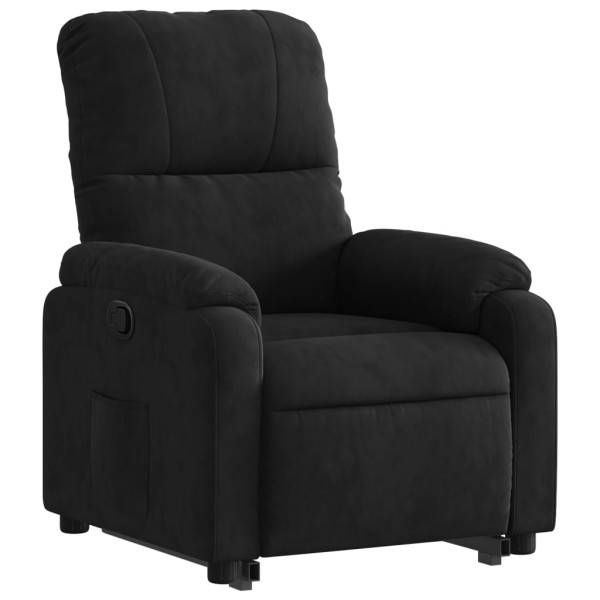 Sillón reclinable elevable tela de microfibra negro M 3