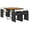 Set de muebles jardín 5 pzas con cojines ratán sintético negro 2