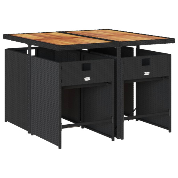 Set de muebles jardín 5 pzas con cojines ratán sintético negro M 3