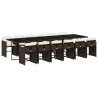 Set muebles de jardín 13 pzas y cojines ratán sintético marrón 2