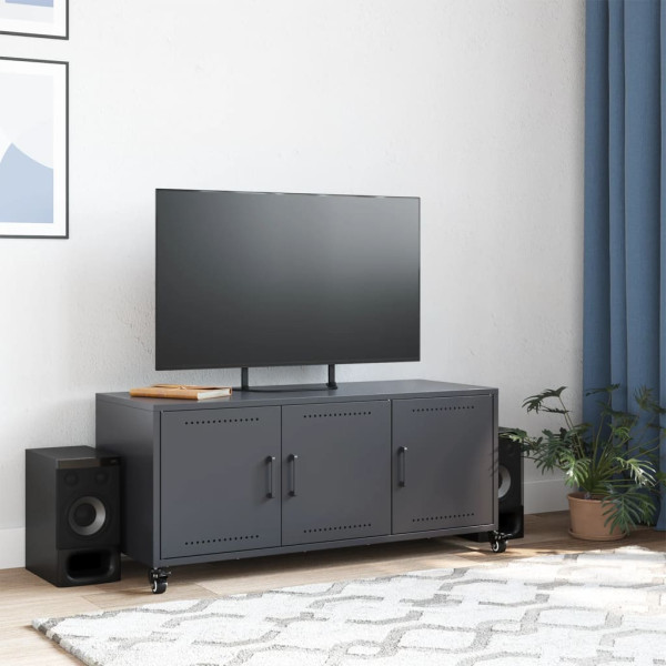 Mueble de TV acero laminado en frío antracita 100.5x39x43.5 cm M 3