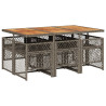 Set comedor jardín 7 pzas y cojines ratán sintético gris 5