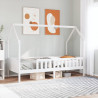 Cama infantil formato de casa 90x190 cm pinho maciço branco 1