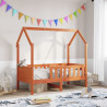Cama infantil formato casa 70x140 cm pinho maciço castanho-mel 1