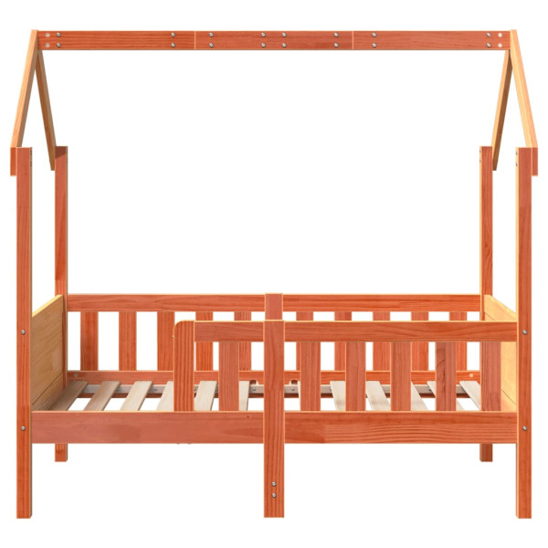 Cama infantil formato casa 70x140 cm pinho maciço castanho-mel M 4