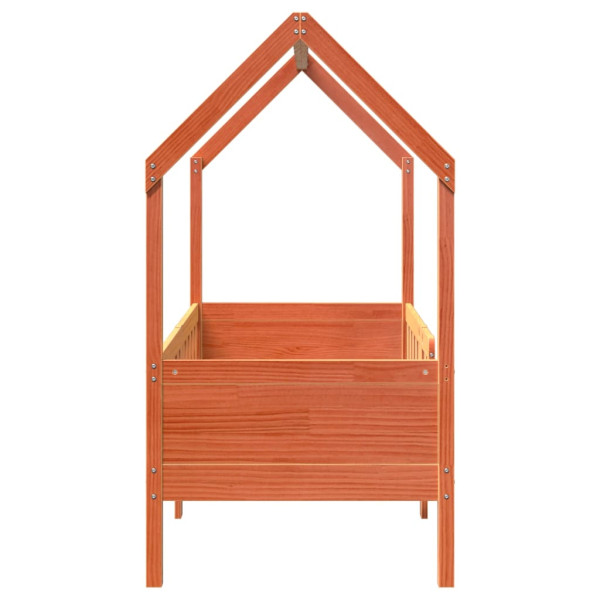 Cama con forma de casa de niños madera maciza marrón 70x140 cm M 5