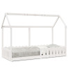 Cama con forma de casa de niños madera maciza blanca 80x200 cm 1