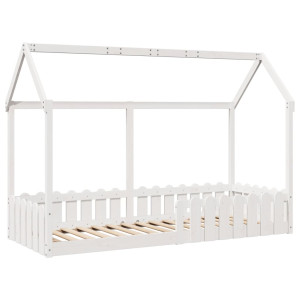 Cama infantil formato casa 80x200 cm pinho maciço branco H