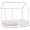 Cama infantil formato casa 70x140 cm pinho maciço branco 1