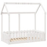 Cama infantil formato casa 70x140 cm pinho maciço branco 2